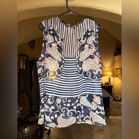 Cabi Sleeveless Paisley and Stripe Blouse - Size L - Picture 3 of 3